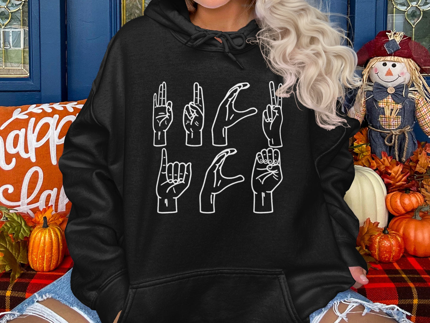 Hand Sign Language Design On Hoodie Product