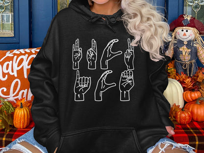 Hand Sign Language Design On Hoodie Product
