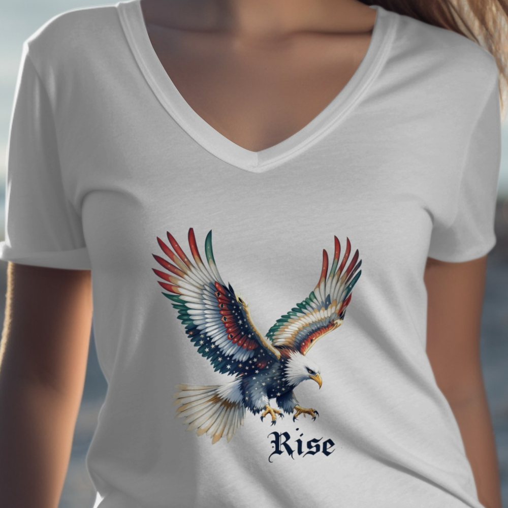 Rise Bald Eagle Art V-Neck T-Shirt product