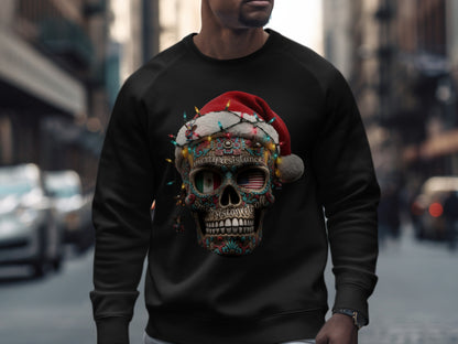 Festive Skull with Santa Hat Graphic Sweatshirt Product