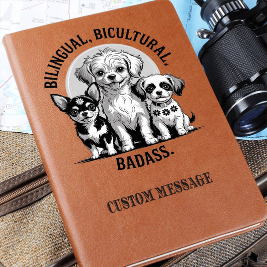 Bilingual Dogs Club Journal Gift Unique Graphic Vegan Leather Journal - Personalized Gift
