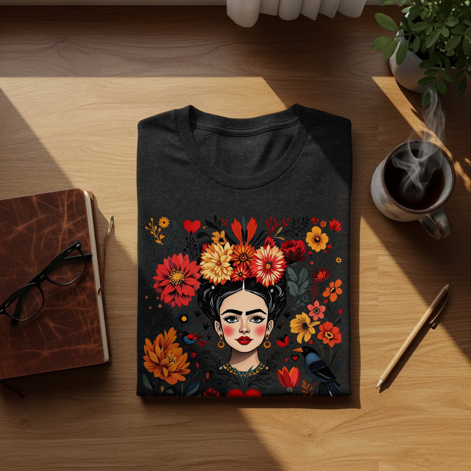 Frida Art Woman Floral Design Colorful Birds product type