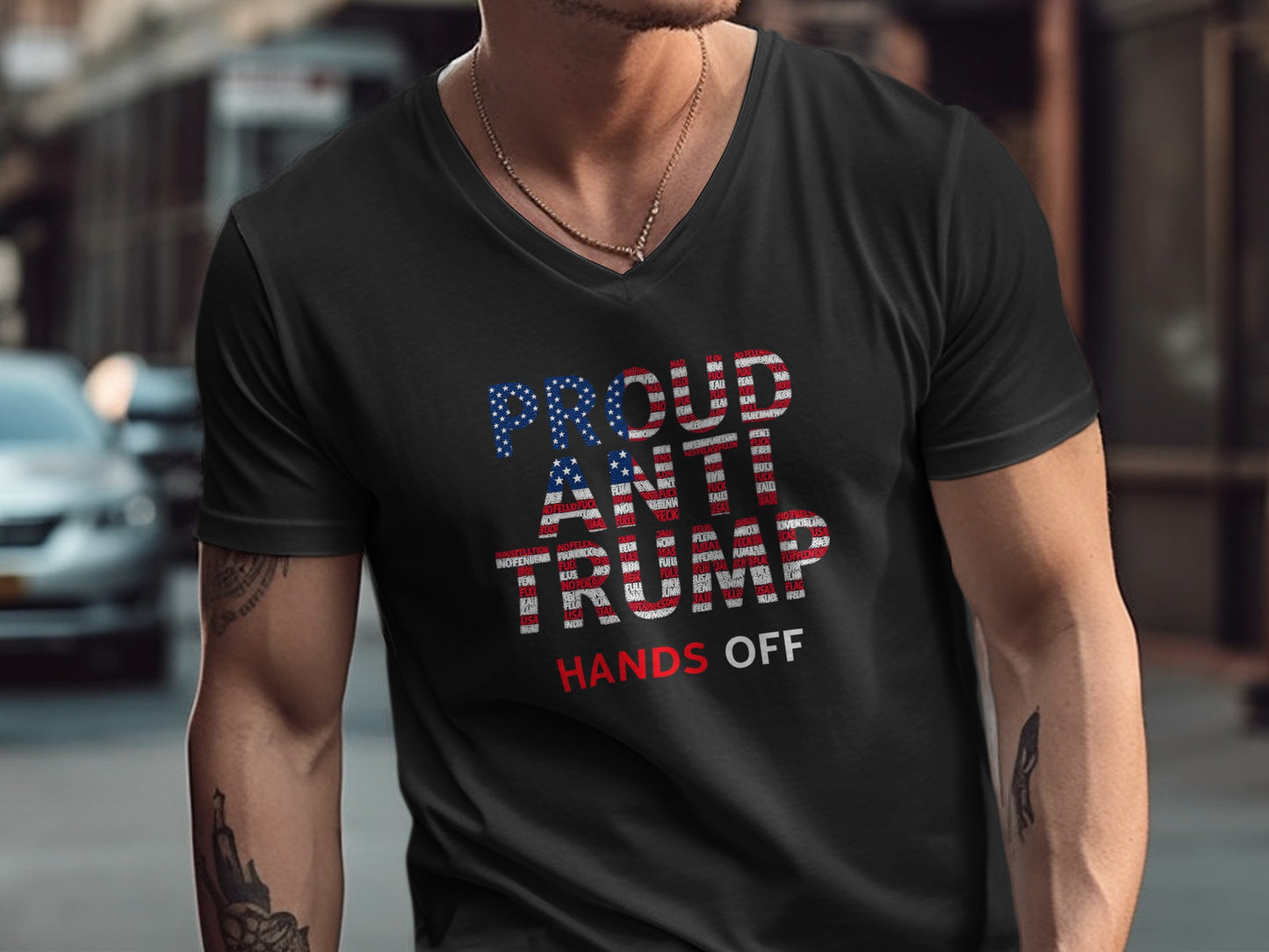 Proud Anti Trump Hands Off Graphic T-Shirt product type