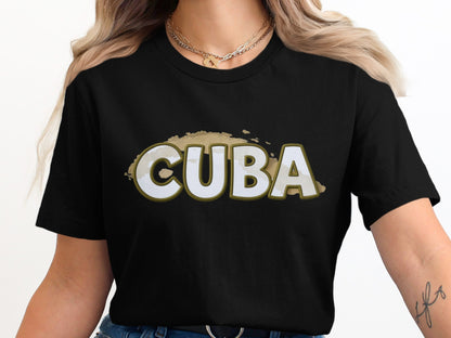Stylish Black Cuba Graphic Print Tee Shirt product