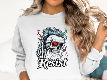 Rock and Roll Skull Graphic Resist Sweatshirt product