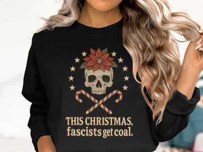 This Christmas Fascists Get Coal Skull Sweater