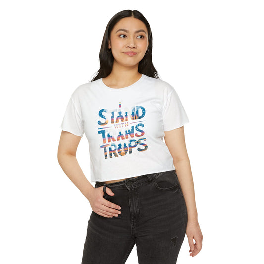 Pride corp top Festival Crop Top - Stand With Trans Troops