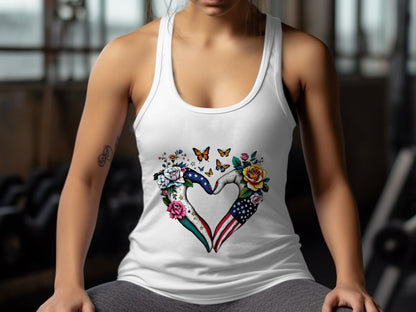 Butterfly Heart and Floral Design Tank Top Product