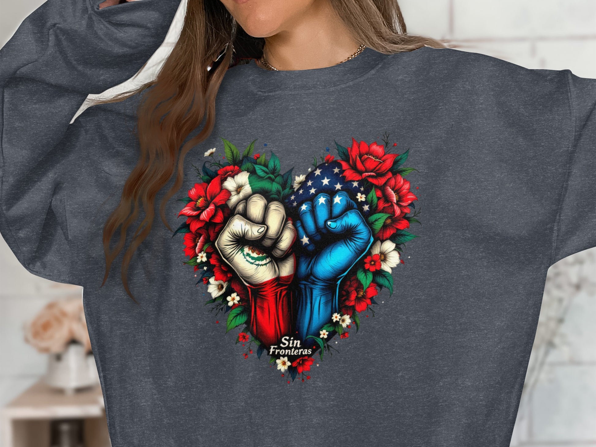 Sin Fronteras Heart Hands Fist Graphic Shirt product type