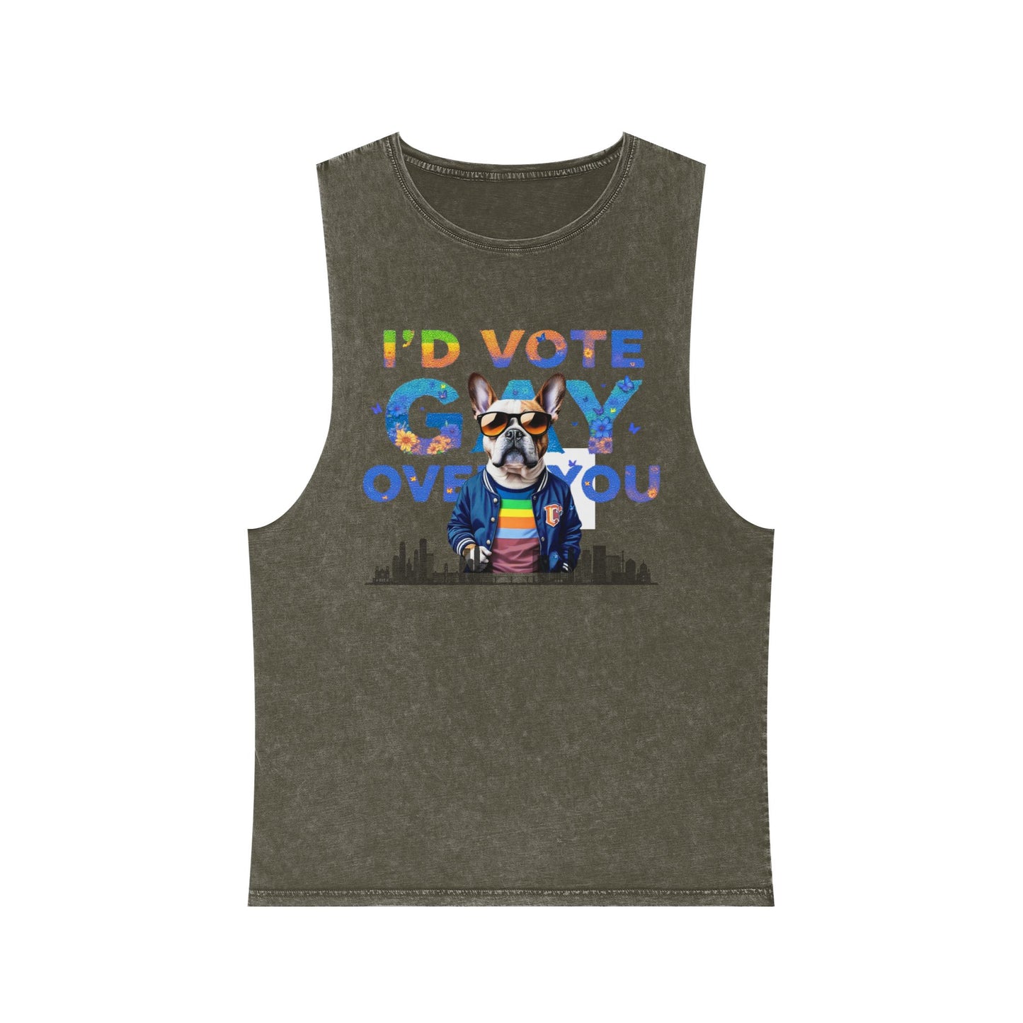 Vote Gay Over You Stonewash Tank Top, LGBTQ+ Pride Apparel, Unisex Summer Shirt, Festival Wear, Gift for Allies
