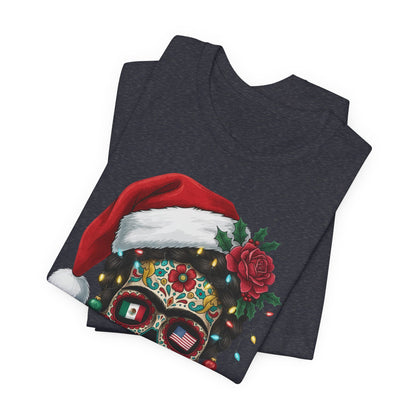 Christmas Sugar Skull T-Shirt — "Merry Resistance to All" Holiday Tee