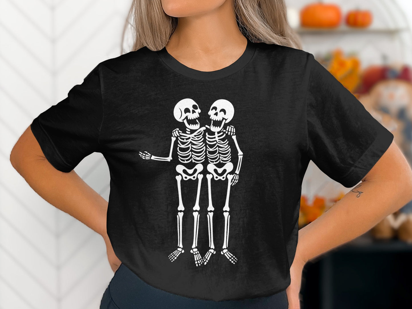 Skeleton Couple Graphic Black T-Shirt product type