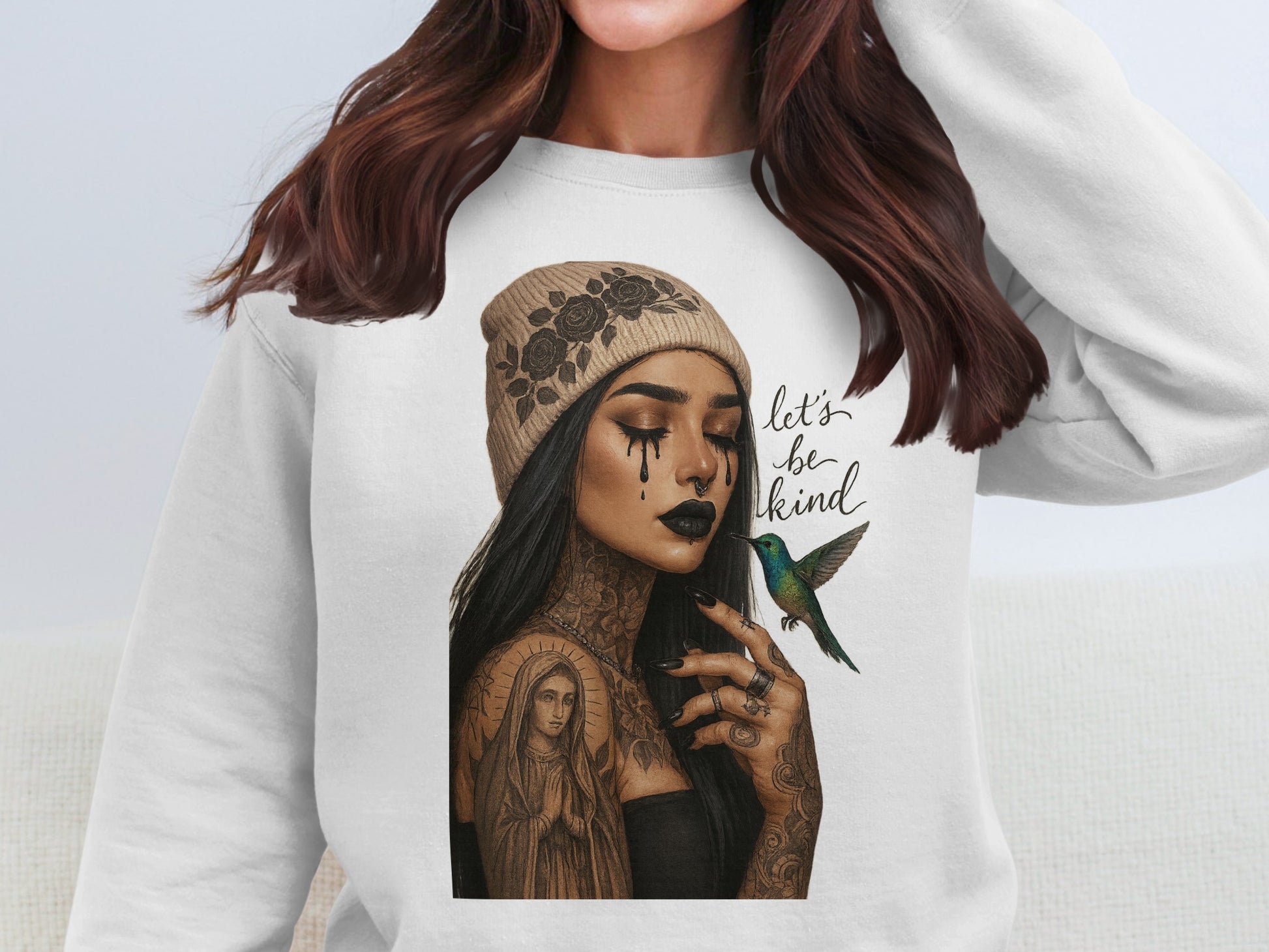 Let's Be Kind Tattooed Woman Graphic Sweatshirt product