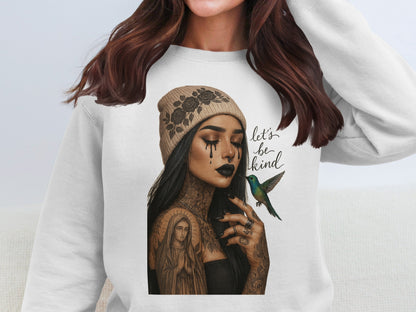 Let's Be Kind Tattooed Woman Graphic Sweatshirt product