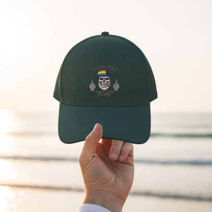 LGBTQ Ally Rainbow Skull Design Dark Green Hat product