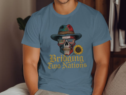 Bridging Two Nations Skull Sunflower Hat T-shirt product
