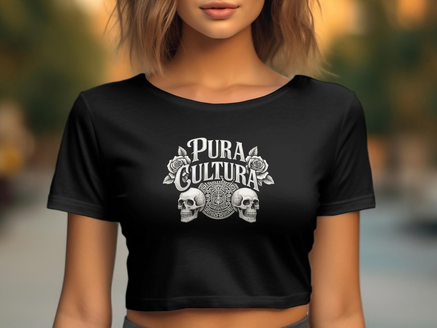 Pura Cultura Skull and Rose Graphic Crop Top product