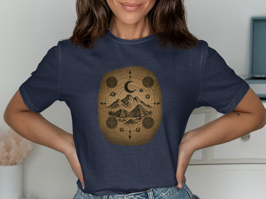 Mystical mountain and moon graphic tee product