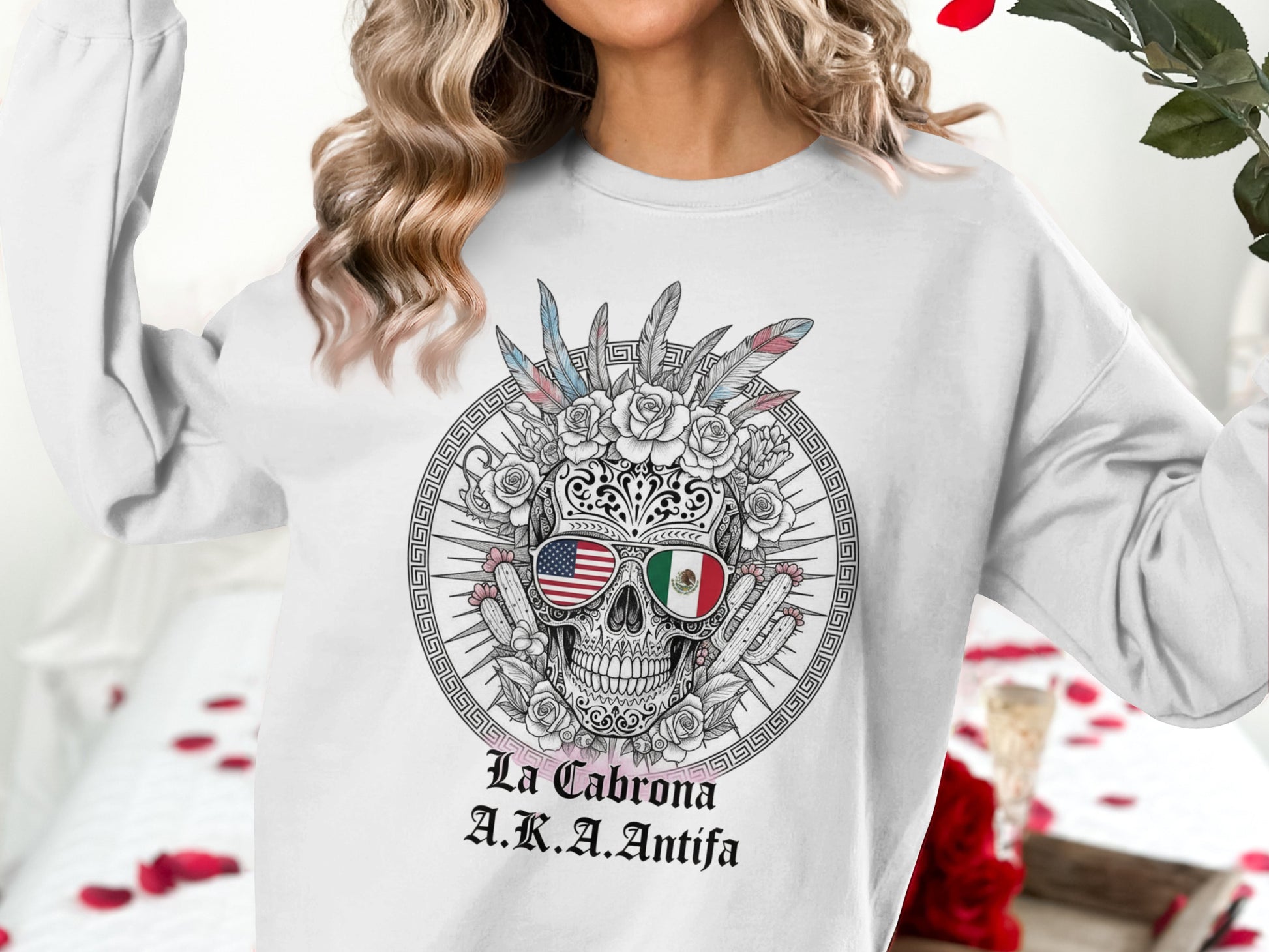La Cabrona A K A Antifa Skull Graphic Sweater