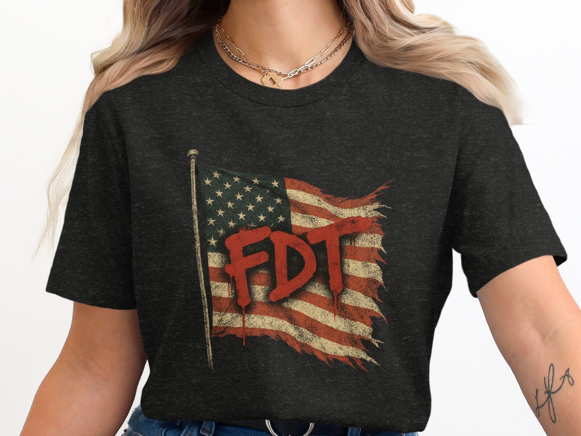 Distressed American Flag FDT Graphic Tee product