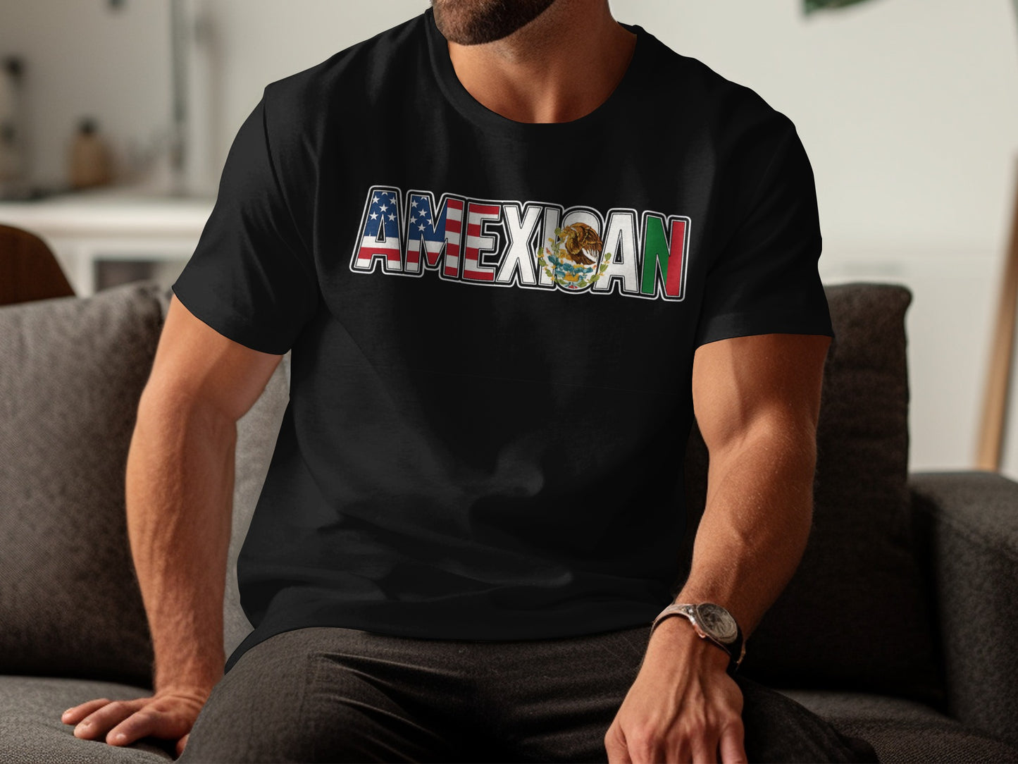 Americano Mexicano Flag Themed Graphic T-Shirt product type
