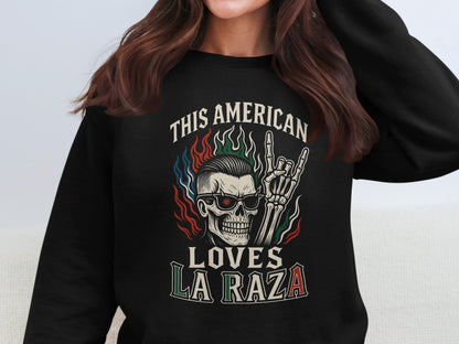 This American Loves La Raza Skull Graphic Shirt product type