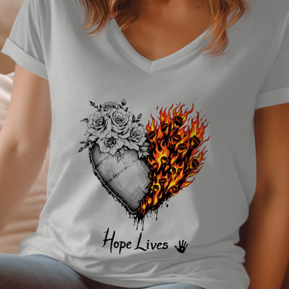 Heart with Roses and Flames Graphic Tee Shirt product type