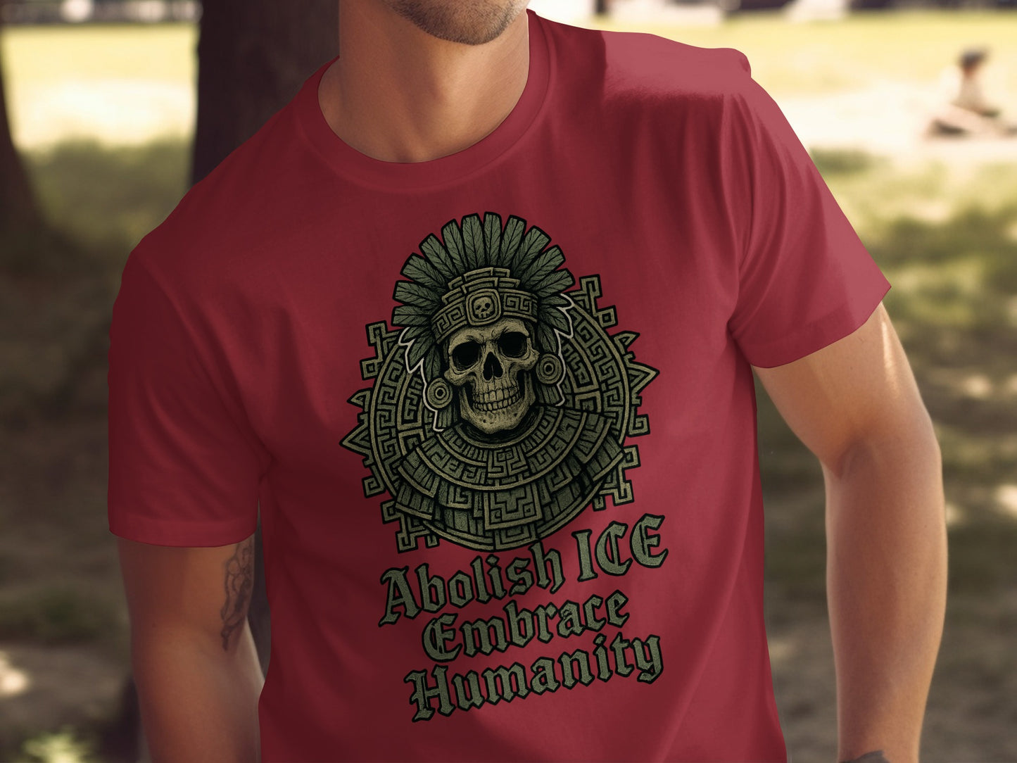 Abolish ICE Embrace Humanity Skull Graphic T-shirt