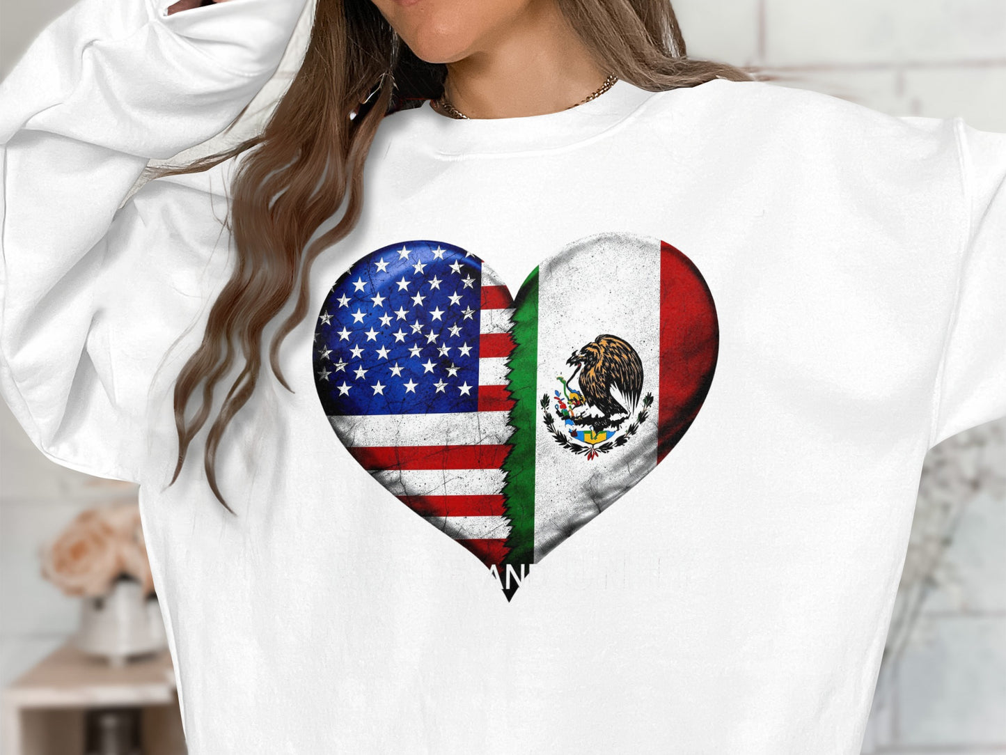 USA and Mexico Heart Flag Design Sweatshirt product