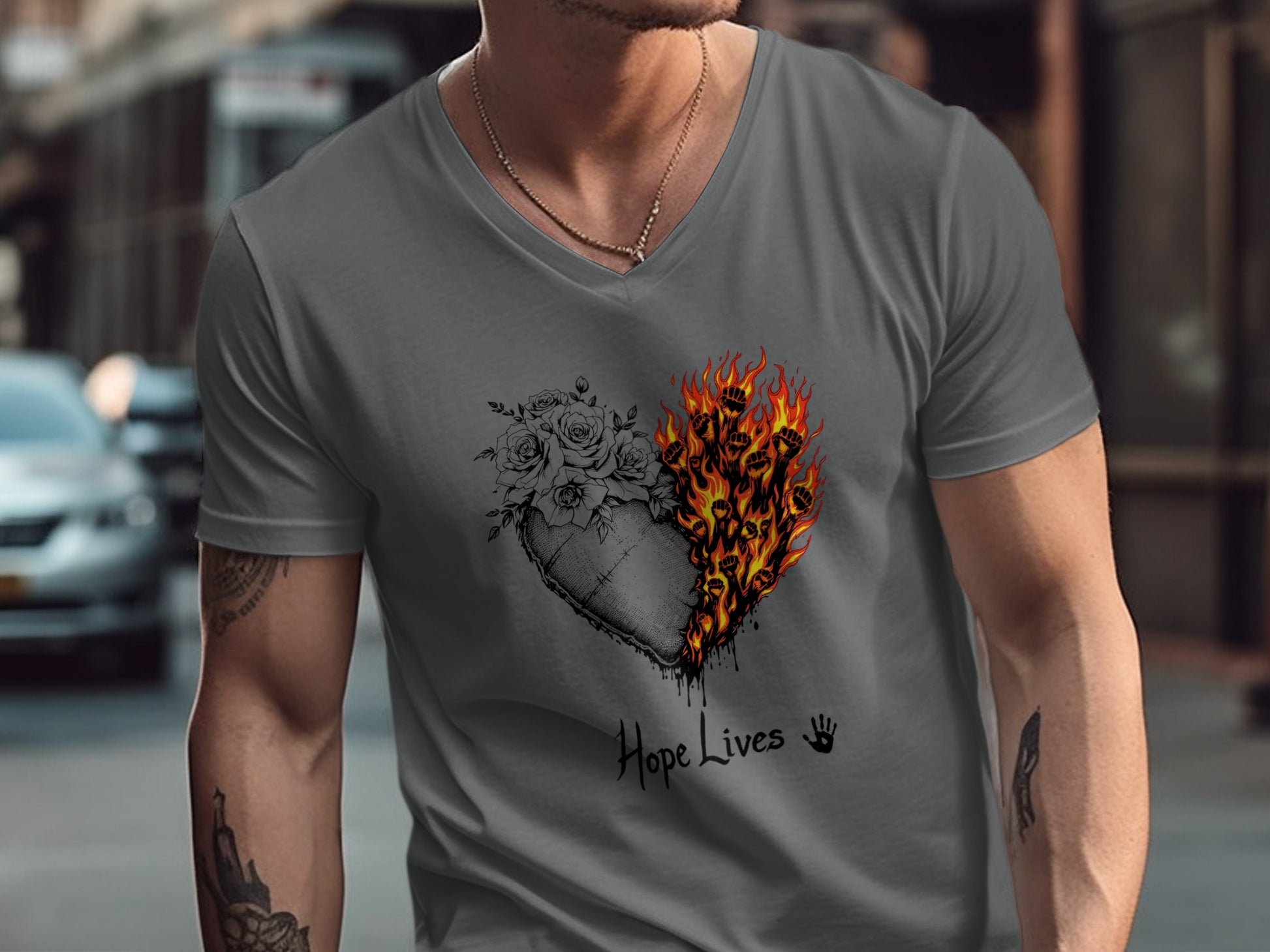 Hope Lives Heart and Flames Graphic T-Shirt product type
