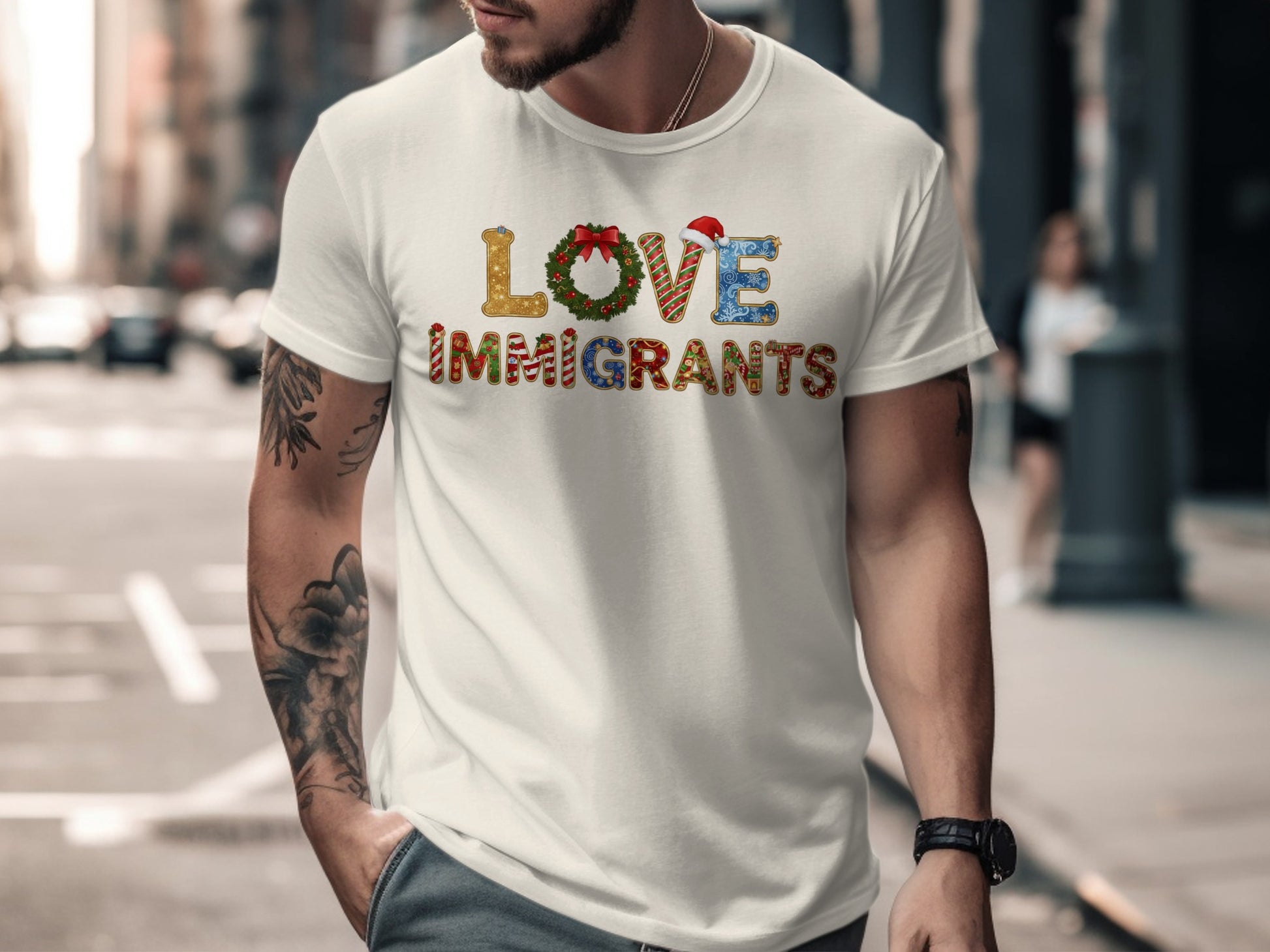 Love Immigrants Graphic Message Shirt