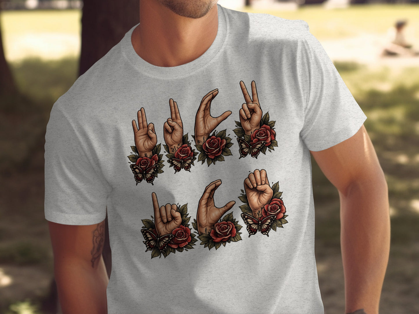 Love Sign Language Hand Gestured T-Shirt Product