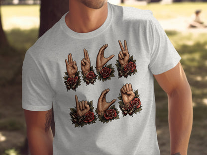 Love Sign Language Hand Gestured T-Shirt Product