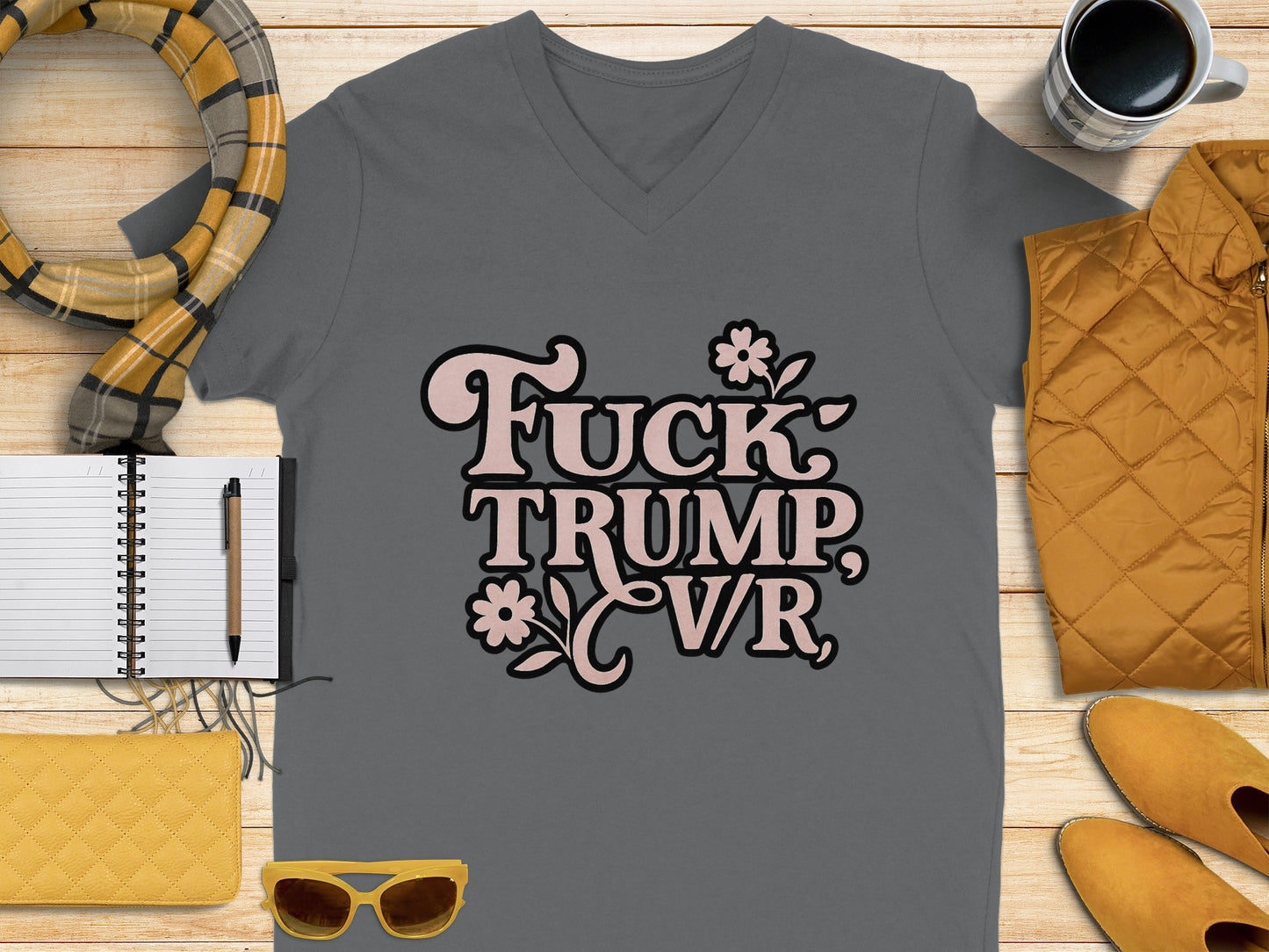 Fuck Trump VR V neck T shirt