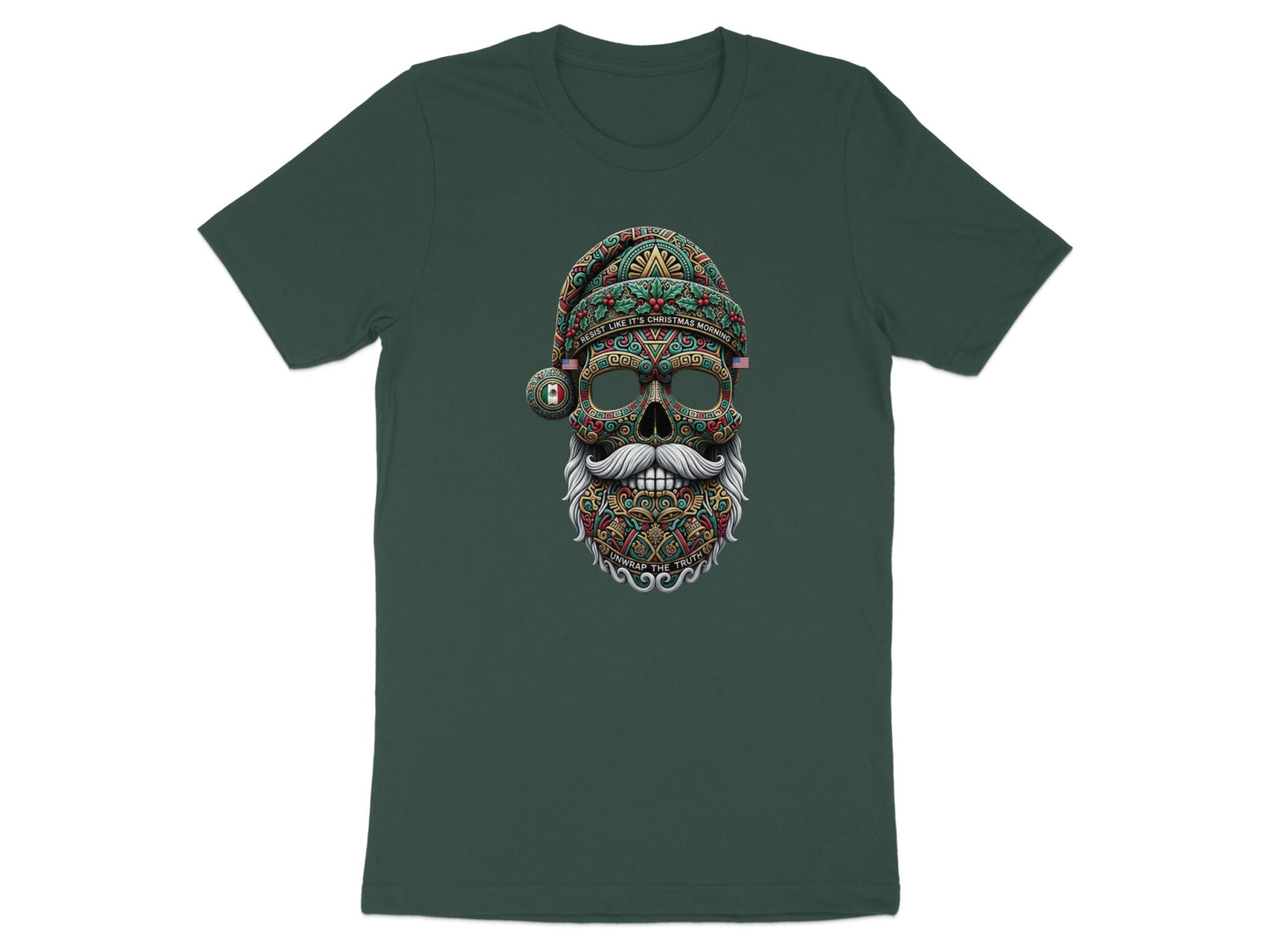 Festive Skull with Santa Hat Creative Graphic T-Shirt