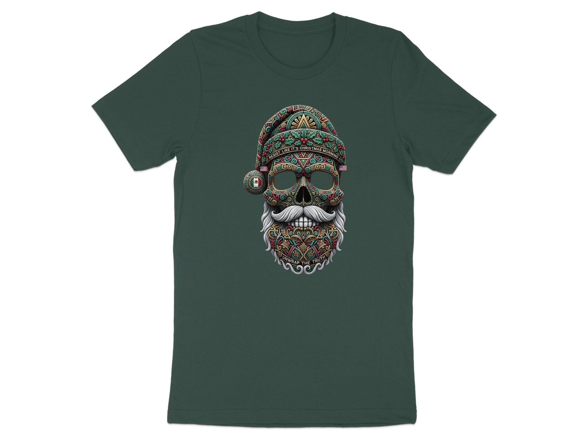 Festive Skull with Santa Hat Creative Graphic T-Shirt