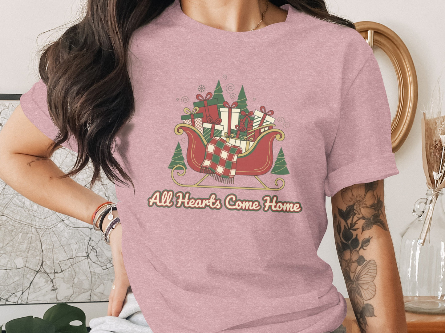 All Hearts Come Home Sleigh Christmas T-shirt