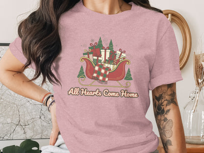 All Hearts Come Home Sleigh Christmas T-shirt