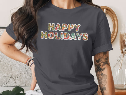 Festive Happy Holidays Graphic Tee for Celebrations