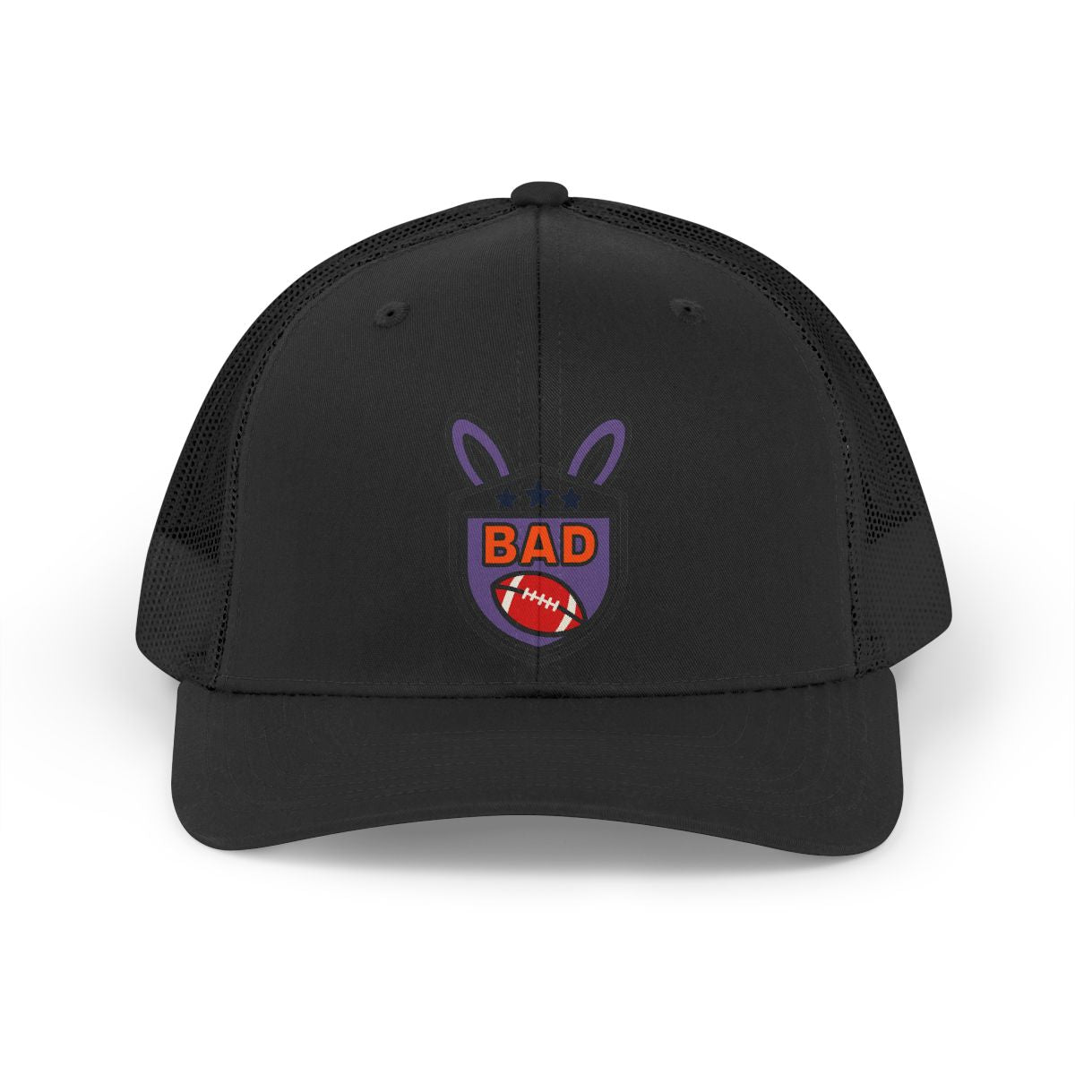 BAD Football Emblem Black Mesh Trucker Hat