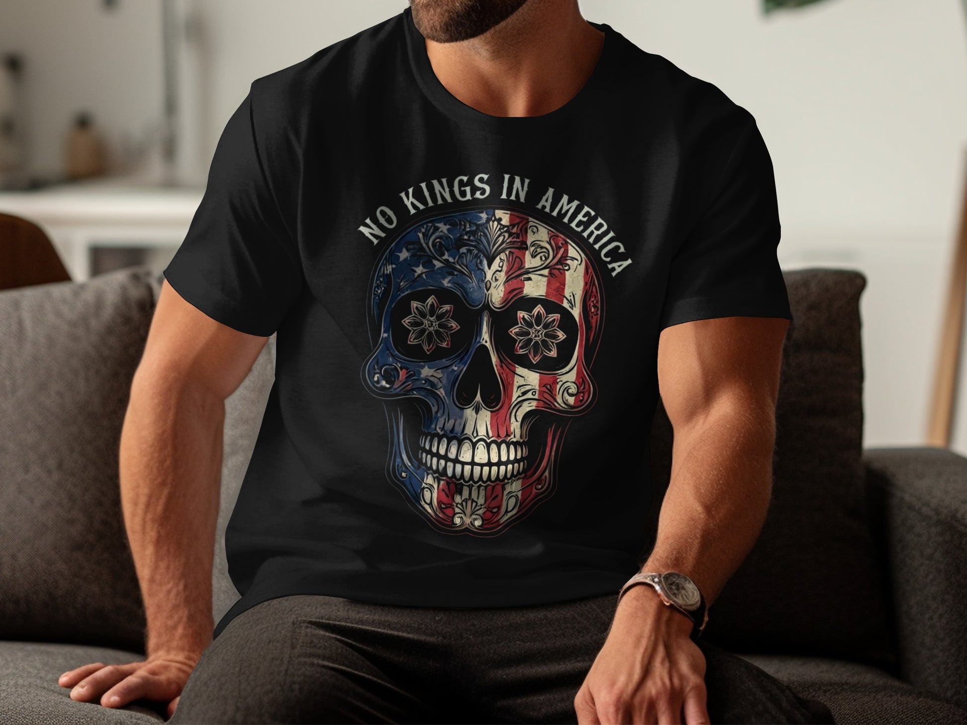 No Kings in America Skull Graphic Tee product