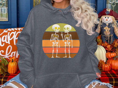 Retro Skeleton Design Halloween Hoodie product