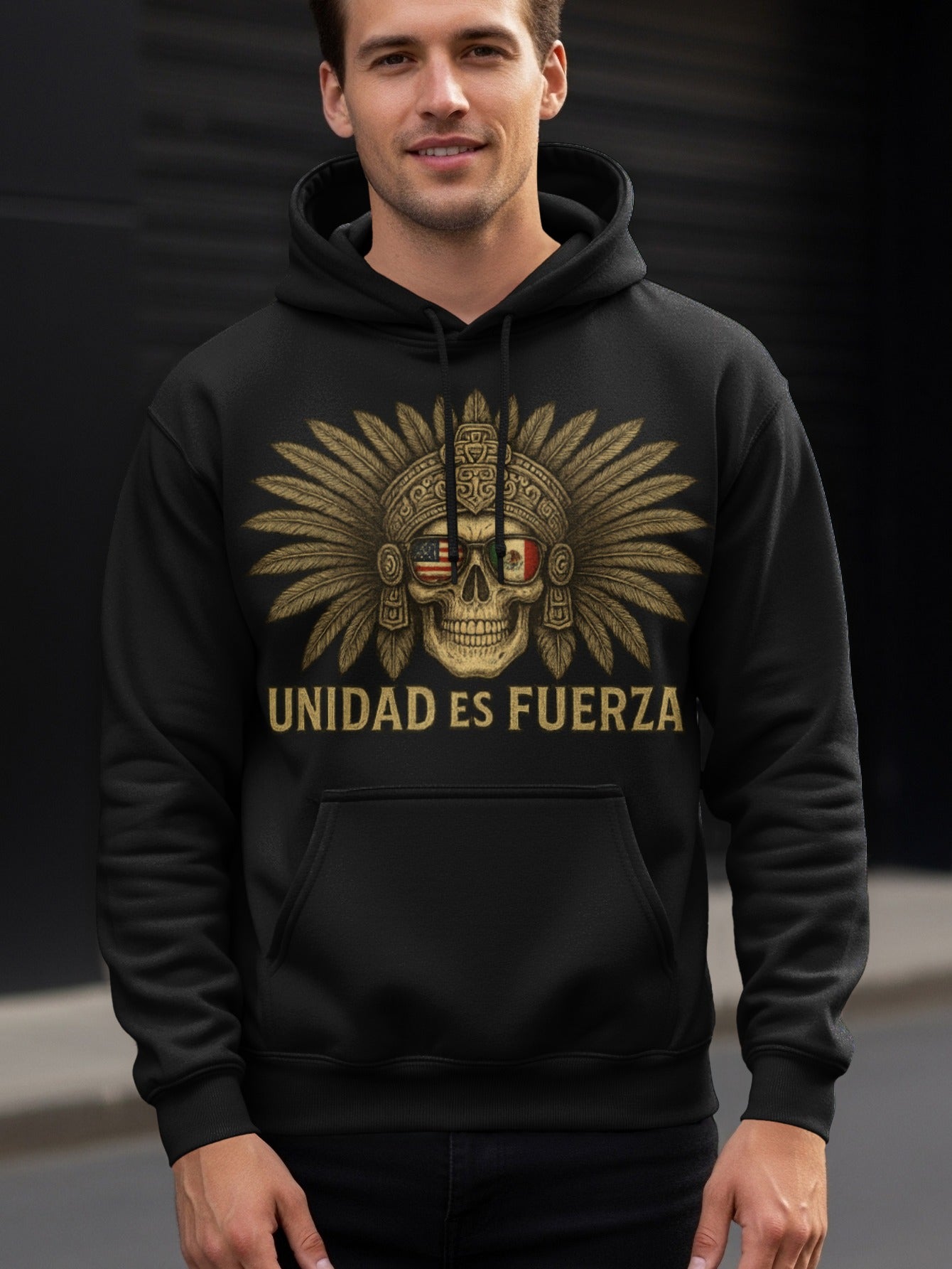 Unidad Es Fuerza Skull Design Pullover Hoodie