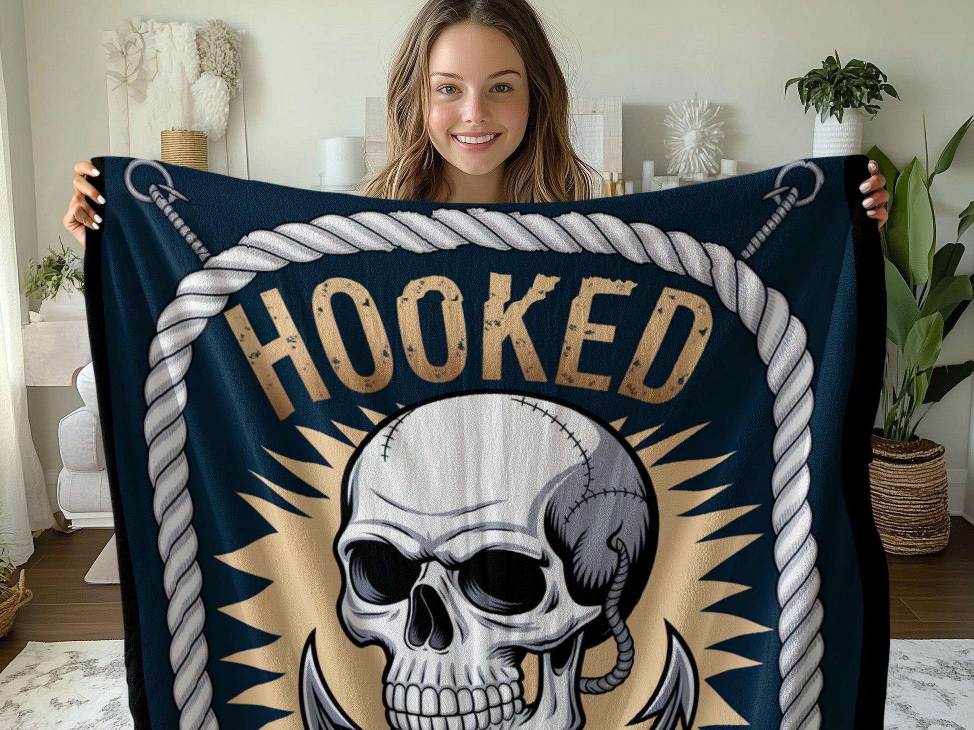 Hooked Skull Design Soft and Warm Blanket product type