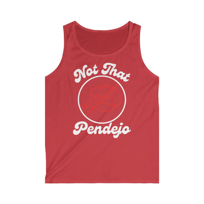 Red tank top with "Not That Pendejo" text and a hat graphic.