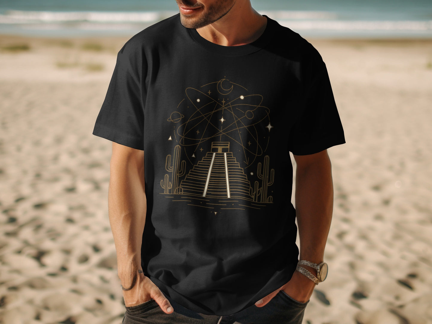Celestial Pyramid Graphic T-Shirt Unique Fashion product