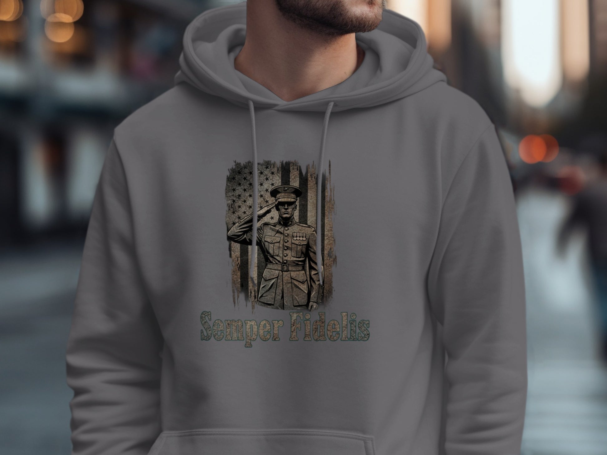 Semper Fidelis Saluting Officer Graphic Hoodie