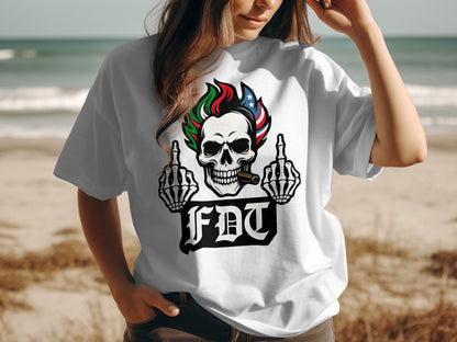 Skull with Middle Fingers Design Women's T-Shirt product