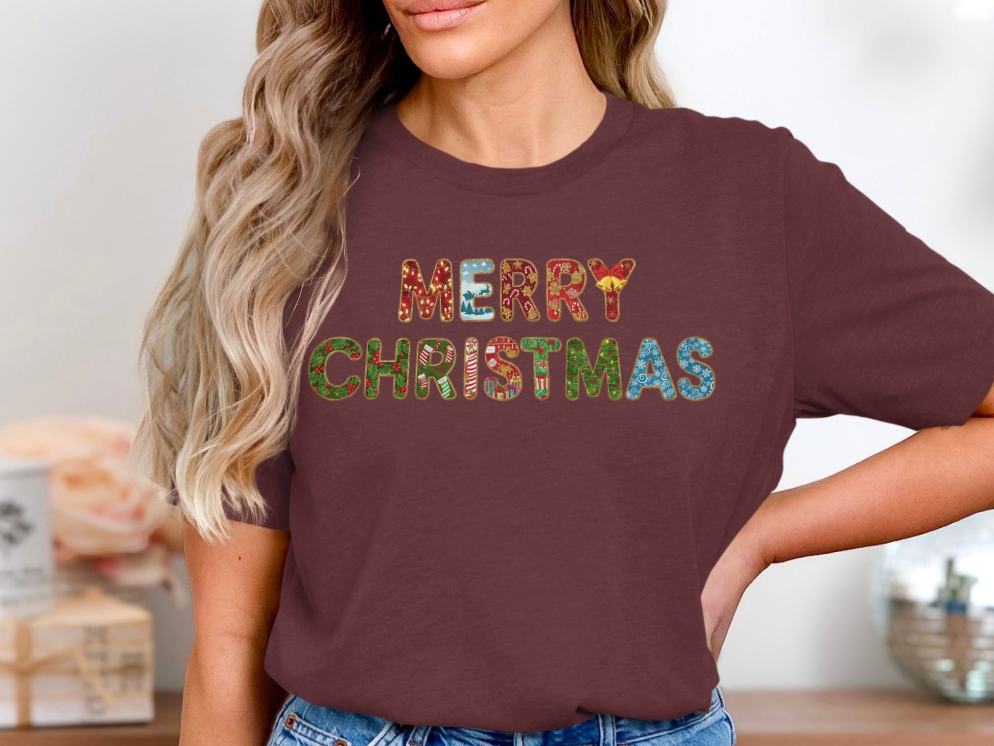 Merry Christmas Lettering Women's Casual Shirt