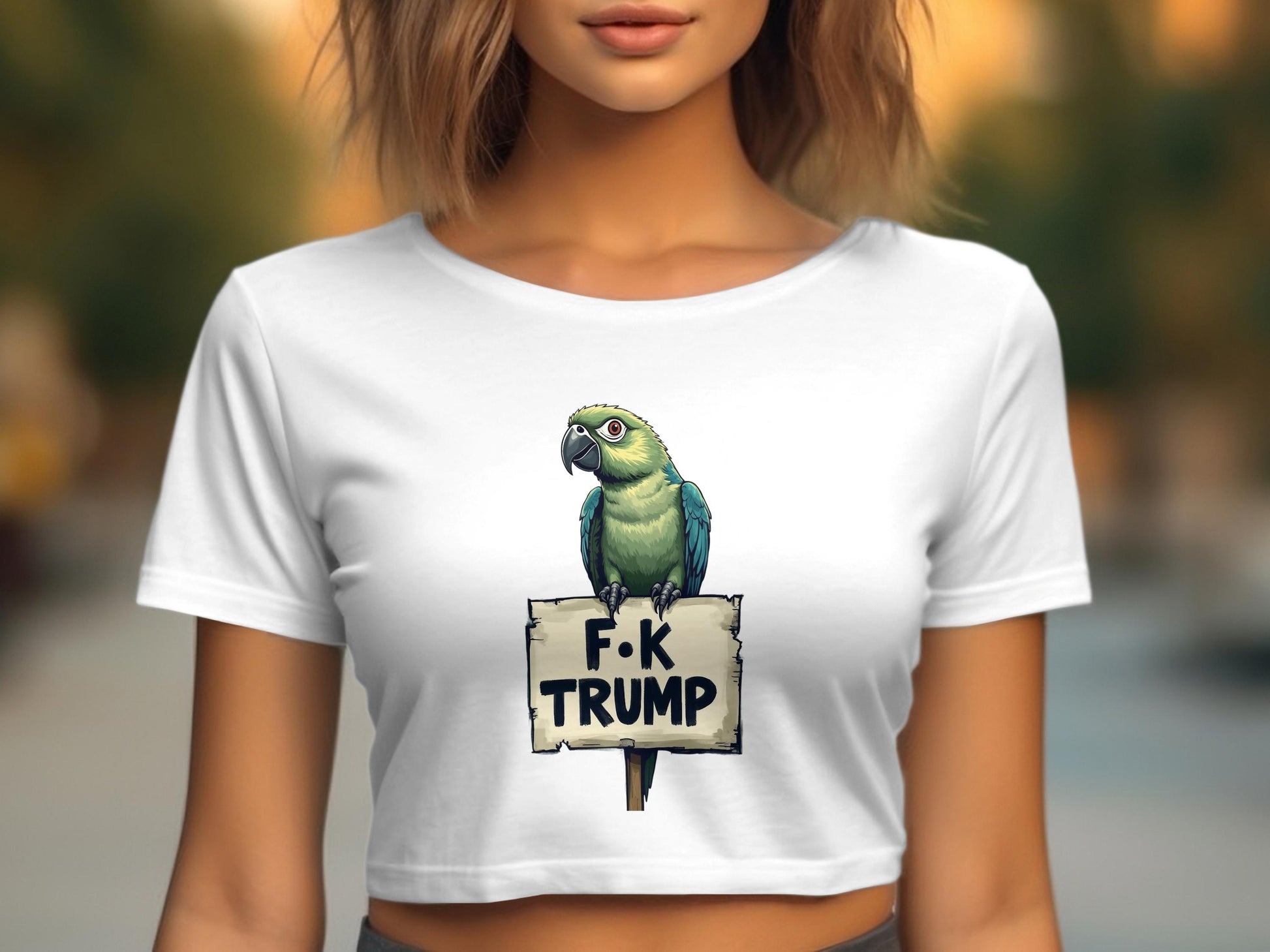 Parrot Holding F-K Trump Sign Graphic T-Shirt product
